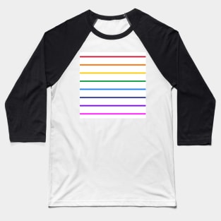 White and rainbow stripes - horizontal narrow Baseball T-Shirt